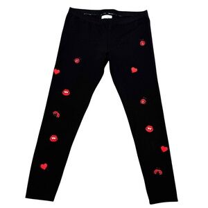 LAUREN MOSHI BLACK LADYBUG LOVE KISS PATCH LEGGINGS